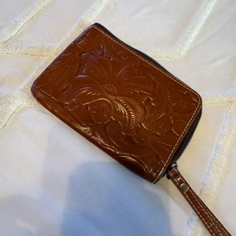 Patricia Nash Brown Leather Wristlet